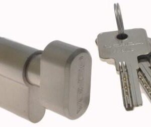 Циліндр GERDA H-PLUS 75 мм 30/45T ключ/тумблер 5 ключів нікель сатин (Польща)