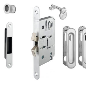 Набор замок/ручка для раздвижных дверей AGB Scivola-ТТ матовый хром (Италия)