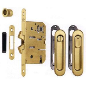 Набір замок, ручка для розсувних дверей AGB Scivola-ТТ матова латунь (Італія)