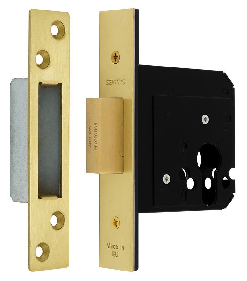 Замок врізний SANTOS 1-WAY DIN 731 PB UNIV ВЅ58мм SP (Португалія)