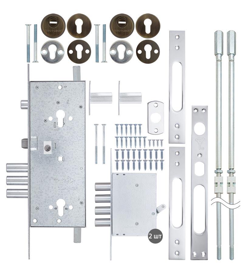 Замок врізний MUL-T-LOCK 3-WAY DIN+DIN 415G CR SATIN_NICKEL UNIV ВЅ63мм 2_protectors SP (Ізраїль)