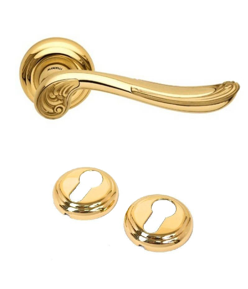 Дверна ручка Mandelli Lord 1021/Y - 04/03 з накладкою під євроциліндр латунь/стара бронза