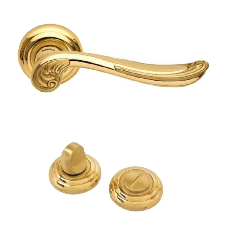 Дверна ручка Mandelli Lord 1021/R4 - 04/03 з накладкою WC латунь/стара бронза