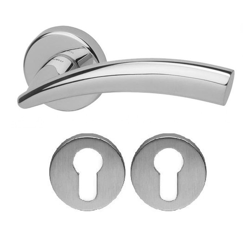 Дверна ручка Mandelli Nadir 771/Y - 26D з накладкою під євроциліндр матовий хром