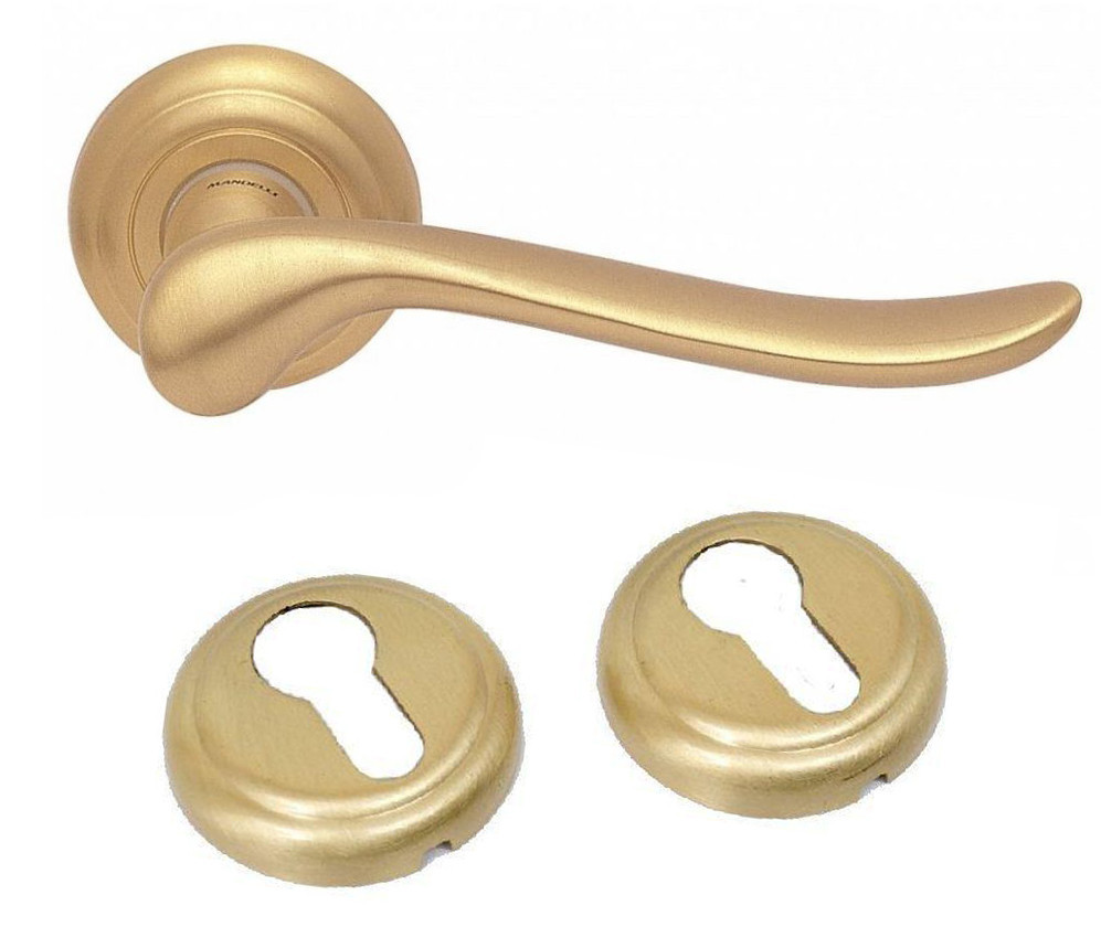 Дверна ручка Mandelli Rondo 691/Y - 04 з накладкою під євроциліндр матова латунь