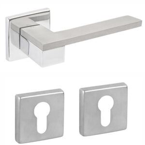 Дверна ручка DND by Martinelli ESA з накладкою під циліндр хром/матовий хром