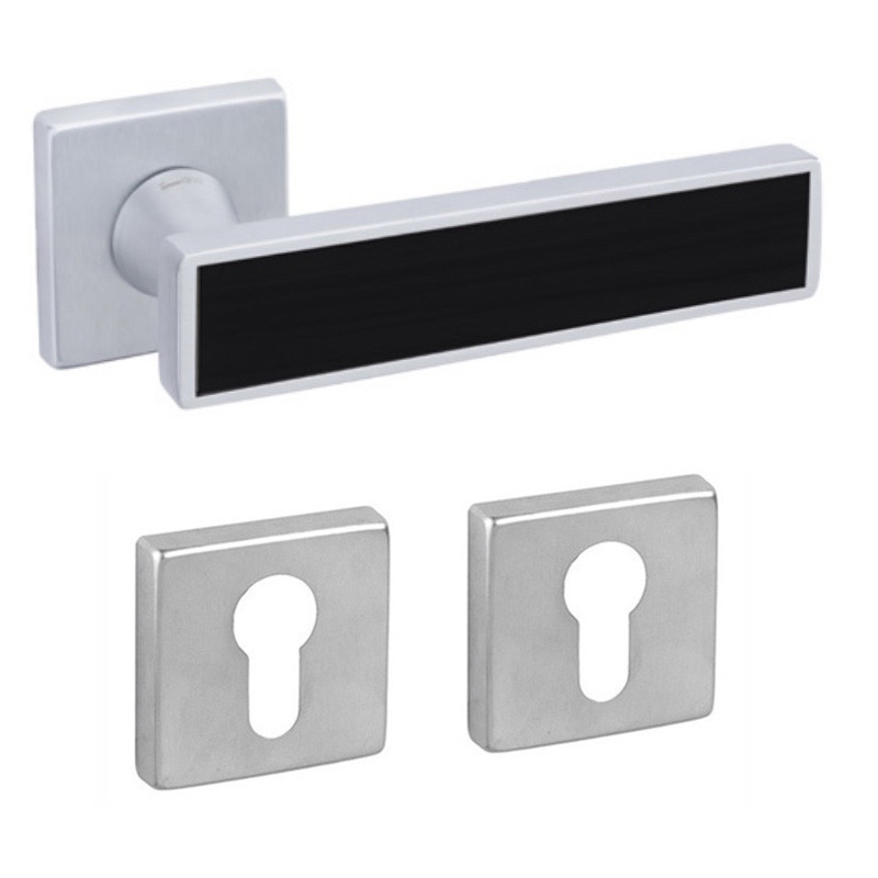 Дверна ручка DND by Martinelli SOCHIC L 02 з накладкою під циліндр матовий хром/ч. вкл.