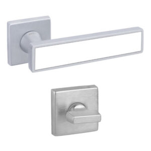 Дверна ручка DND by Martinelli SOCHIC L 02 з накладкою WC матовий хром/білий вкладиш