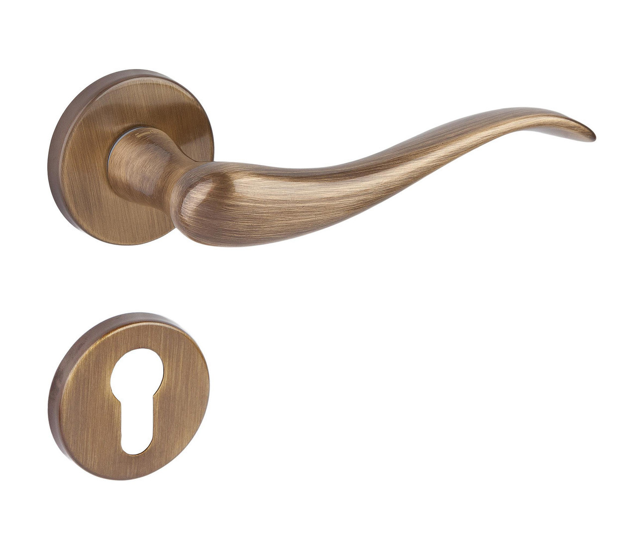 Дверна ручка DND by Martinelli AIRONE з накладкою під циліндр блискуча бронза