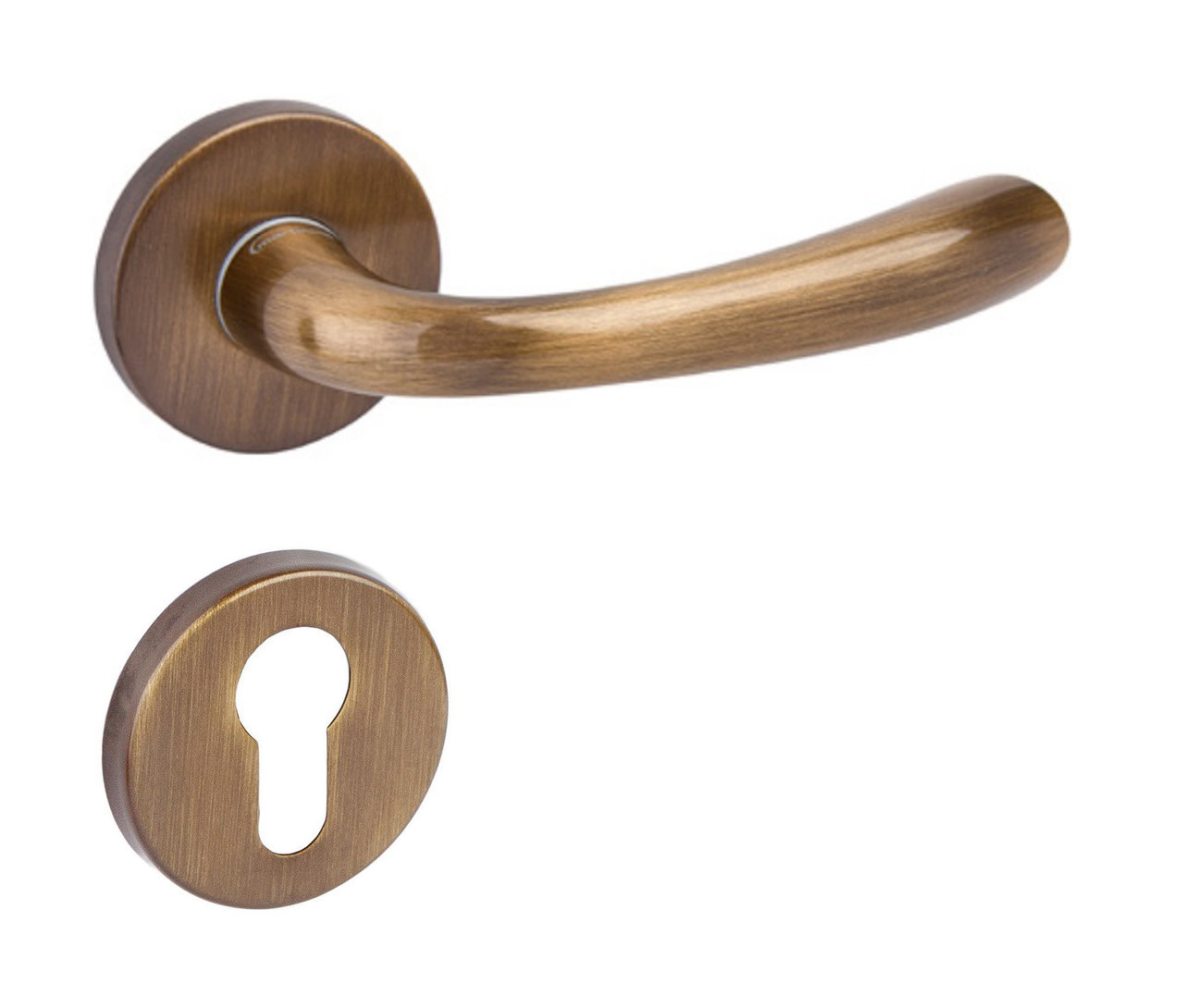 Дверна ручка DND by Martinelli HANDY з накладкою під циліндр блискуча бронза