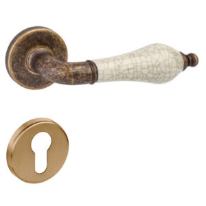 Дверна ручка DND by Martinelli MONICA з накладкою під циліндр ант.зтд./беж.фарфор