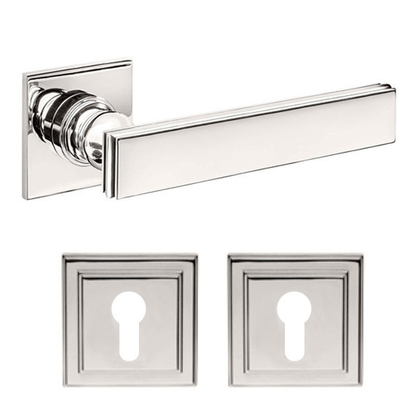 Дверна ручка DND by Martinelli LUCREZIA 02 з накладкою під циліндр полірований нікель