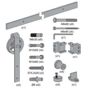 Комплект розсувної системи Saheco Rustico 2 м