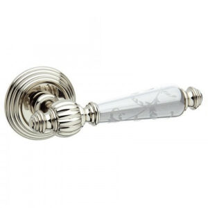 Ручка дверна Fimet Michelle нікель / білий фарфор з квітами (Італія)