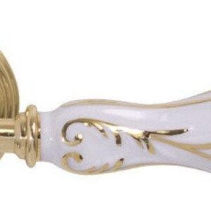 Ручка дверна Fimet Flora полірована латунь / білий фарфор з золотом (Італія)
