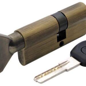 Циліндр дверний RDA 40/30 мм лаз. 70 мм 5 кл. кругл.почин.антична латунь