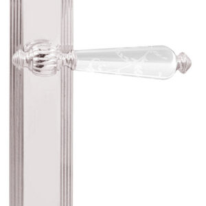 Ручка дверна на планці Fimet Michelle нікель / білий фарфор з квітами (Італія)