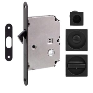 Ручка для розсувних дверей Fimet 3667R+LOCK+MQ матовий чорний (Італія)