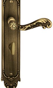 Ручка дверна на планці Tupai ROCOCO 2284 з WC-фіксатором бронза (Португалія)