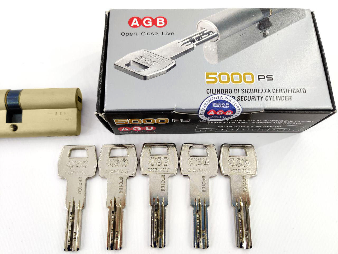 Циліндр AGB SCUDO 5000 ключ/половинка (Італія) 37 мм 10х27, Латунь