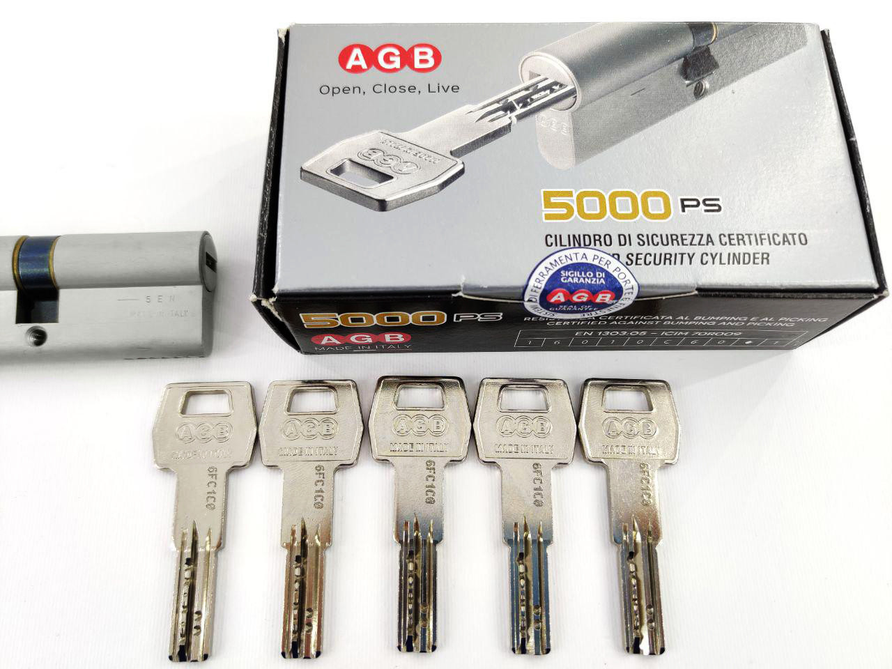 Циліндр AGB SCUDO 5000 ключ/половинка (Італія) 45 мм 10х35, Хром матовий