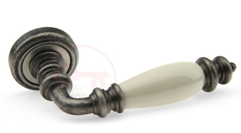 Дверна ручка з латуні Fadex Siena Ceramic античне залізо бежевий (Італія)