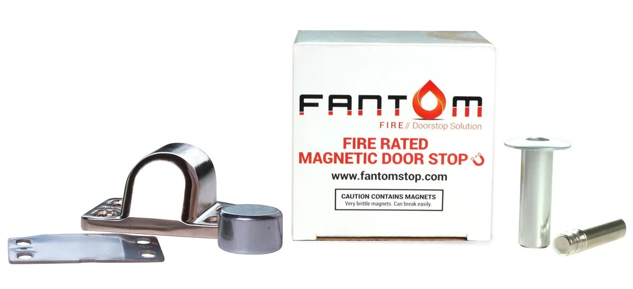 Вогнестійкий дверний стопор Fantom Fire матовий хром (Австралія)