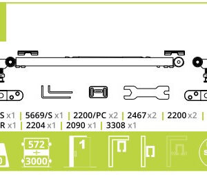 Розсувна система VILLES 5660/S для дверей 100кг + доводчик (подвійний) (Італія)