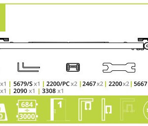 Розсувна система VILLES 5660/130 для дверей 130 кг + дотягувач (подвійний) (Італія)