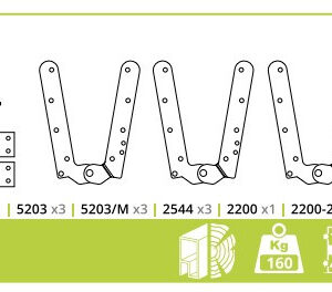 Комплект для складаної системи VILLES 2500/3100/B/S для дверей 120 кг 4 стулки (Італія)