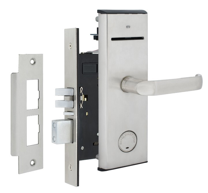 Замок для готелів JWM C1000-B-PP G-handle IC 12-24 VDC Mortise-A 38-55 мм правий нерж. сталь (Китай)