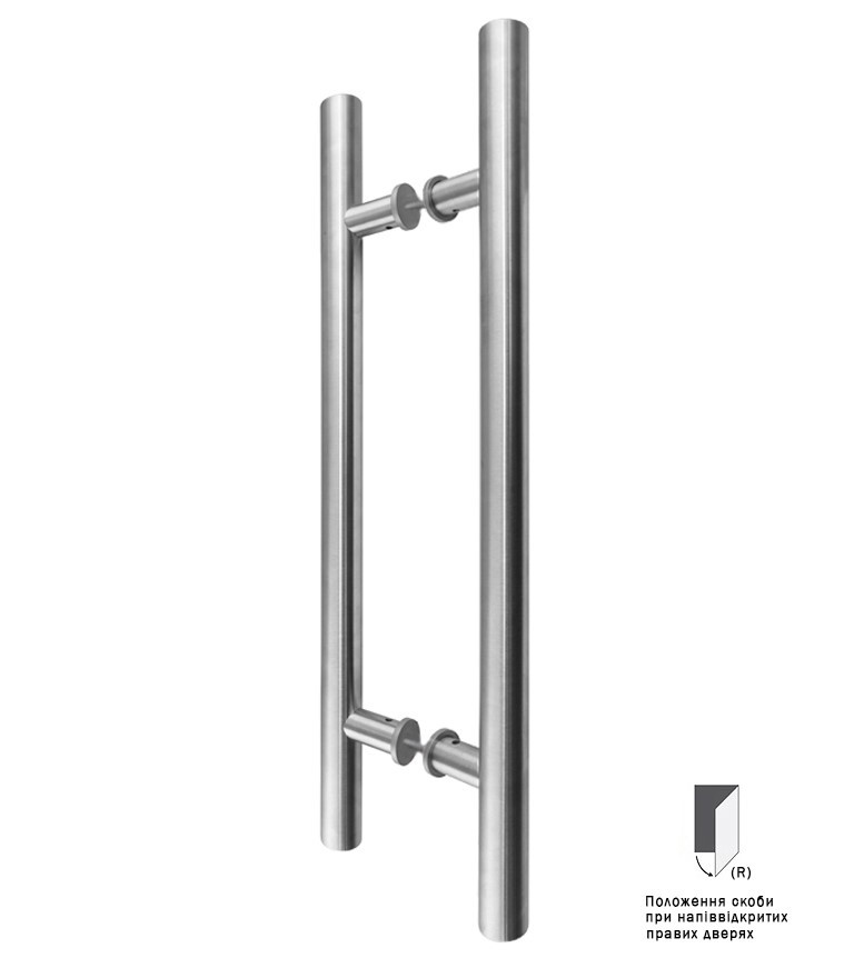 Дверна ручка-скоба Rostex Omega 600 400мм 40-50мм 70-80мм двостороння матова нерж. сталь (Чехія)