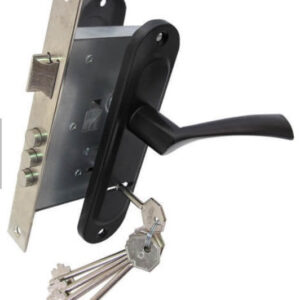 Комплект для вхідних дверей BRUNO BR-55 (ручка на планці + сувальдний замок CY-55F + 5кл) чорний