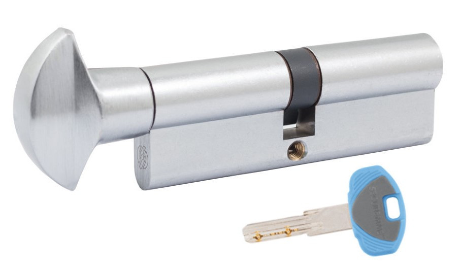 Циліндр Securemme K1 ключ/тумблер 5 кл + 1 матовий хром (Італія) 180 мм 70x110Т