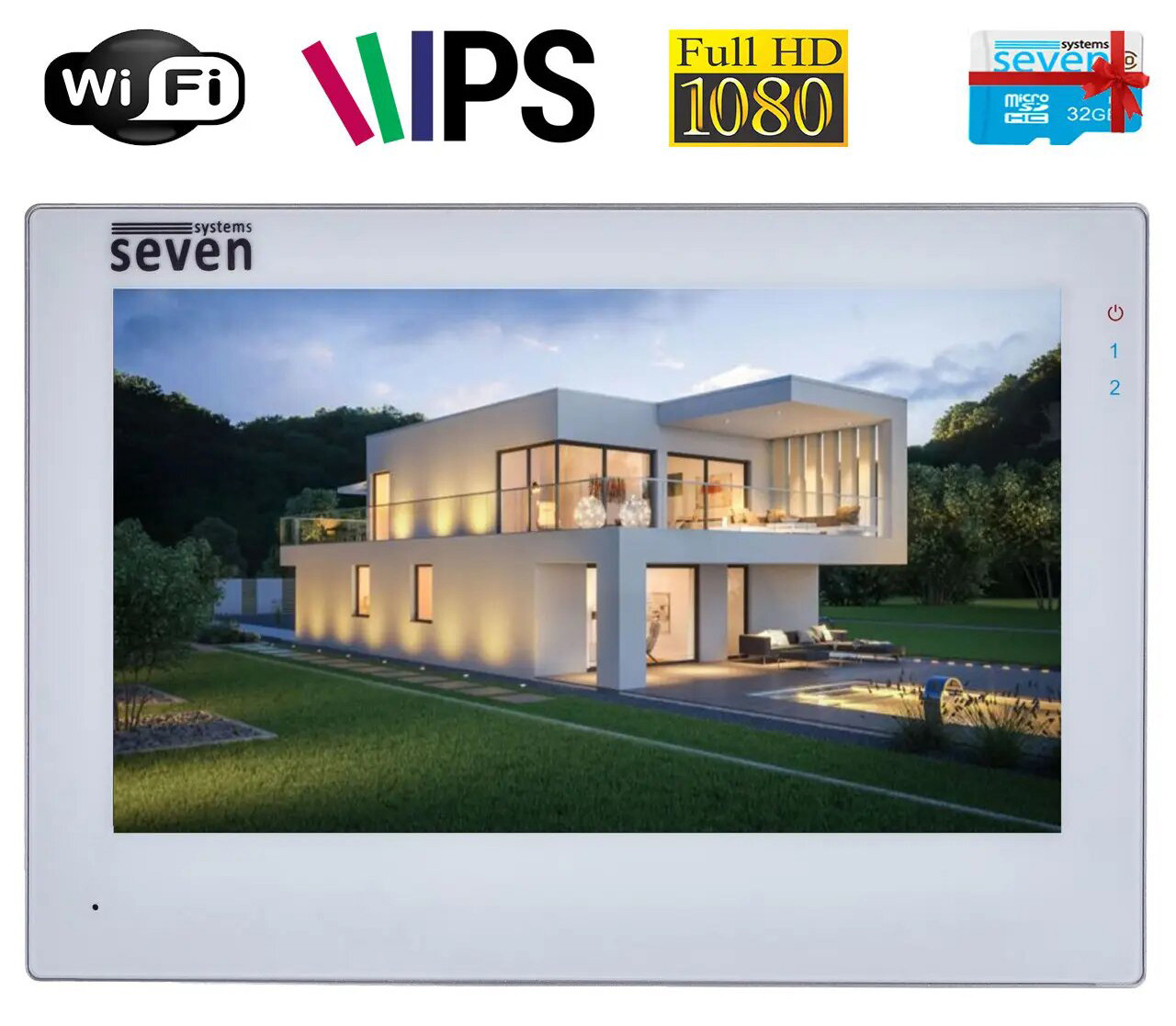 IP відеодомофон 7 дюймів з Wi-Fi SEVEN DP-7577FHDW — IPS white