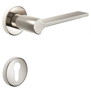 Дверна ручка DND by Martinelli GINKO BILOBA з накладкою на циліндр, нікель PVD (Італія)
