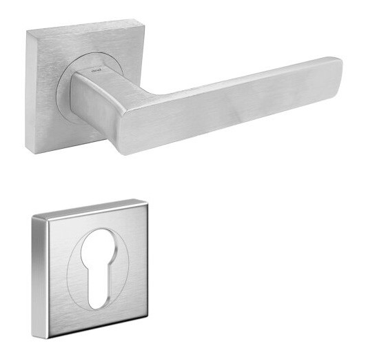 Ручка на розетці DND by Martinelli FOLD 02 55 мм з накладкою під циліндр матовий хром (Італія)