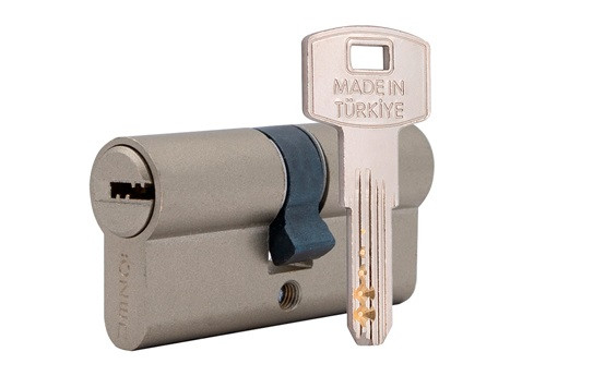Циліндр дверний OZEN 112 ключ/ключ сатин, 3 ключі (Туреччина) 90 мм 40х50