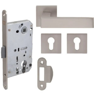 Комплект Comit Kubic А PZ (ручка + накладка + механізм) матовий нікель браш (548)