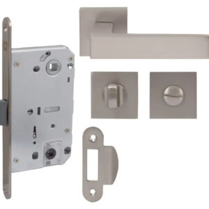 Комплект Comit Kubic А WC (ручка + накладка + механізм) матовий нікель браш (54)