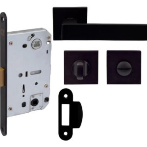 Комплект Comit Kubic А WC (ручка + накладка + механізм) чорний (54)