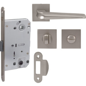 Комплект Comit Garda А WC (ручка + накладка + механізм) матовий нікель браш (548)