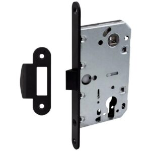 Циліндровий замок Comit 81694 85 мм чорний + відповідна планка (Китай)