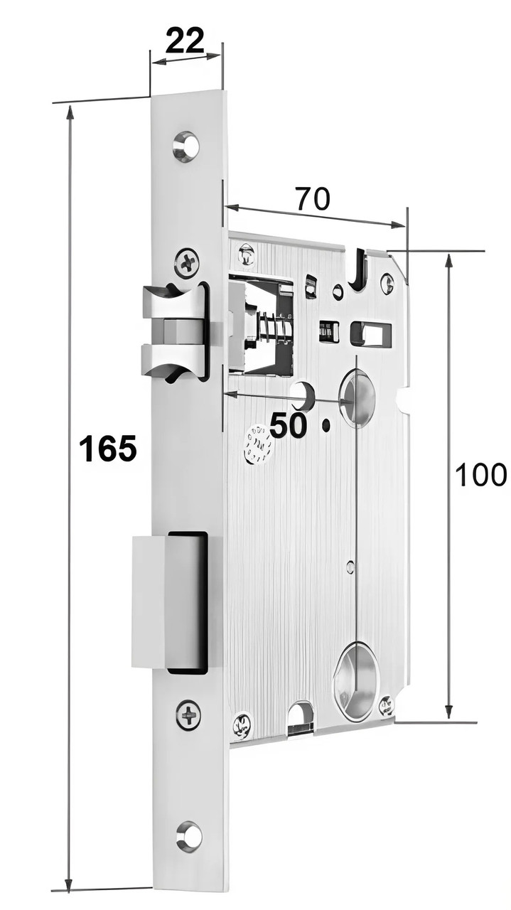 Врізний замок TTLOCK 50х22х145 (160/185) без циліндра (Китай)