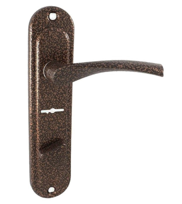Ручка на планці Арико 114-5 під сувальдний замок, ліва, мідь (Україна)