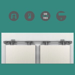 Розсувна система OMGE ALUTECH 1390 на 2 полотна до 1100 мм, до 40 кг (Італія)