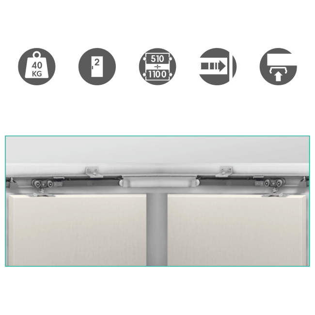 Розсувна система Omge ALUTECH 1399 з 1-м одност. демпфером 510-1100 мм, до 40 кг (Італія)