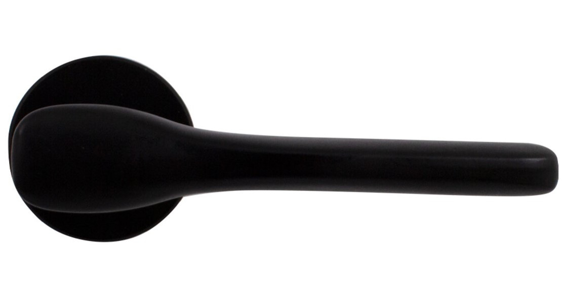 Ручка дверна на розетці Protect Time R матова чорна (Китай)