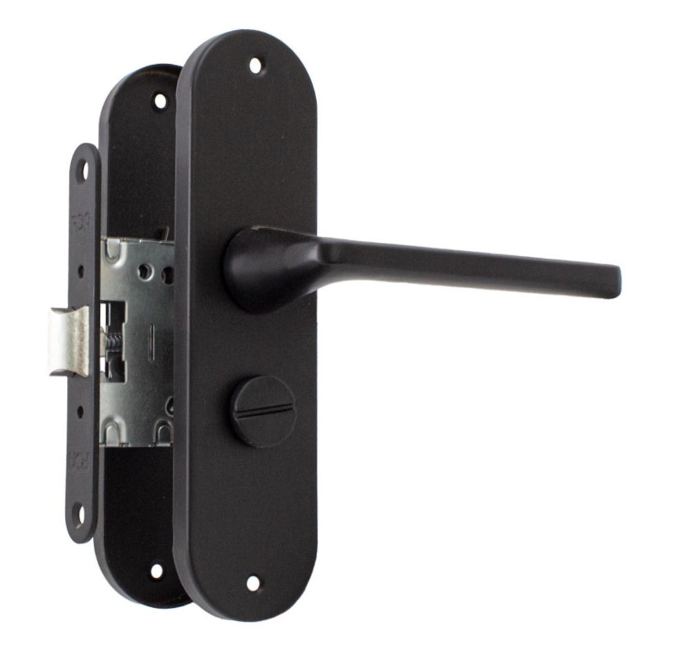 Міжкімнатний комплект ручки та замка RDA Uno WC (механізм 258), чорний (Китай)