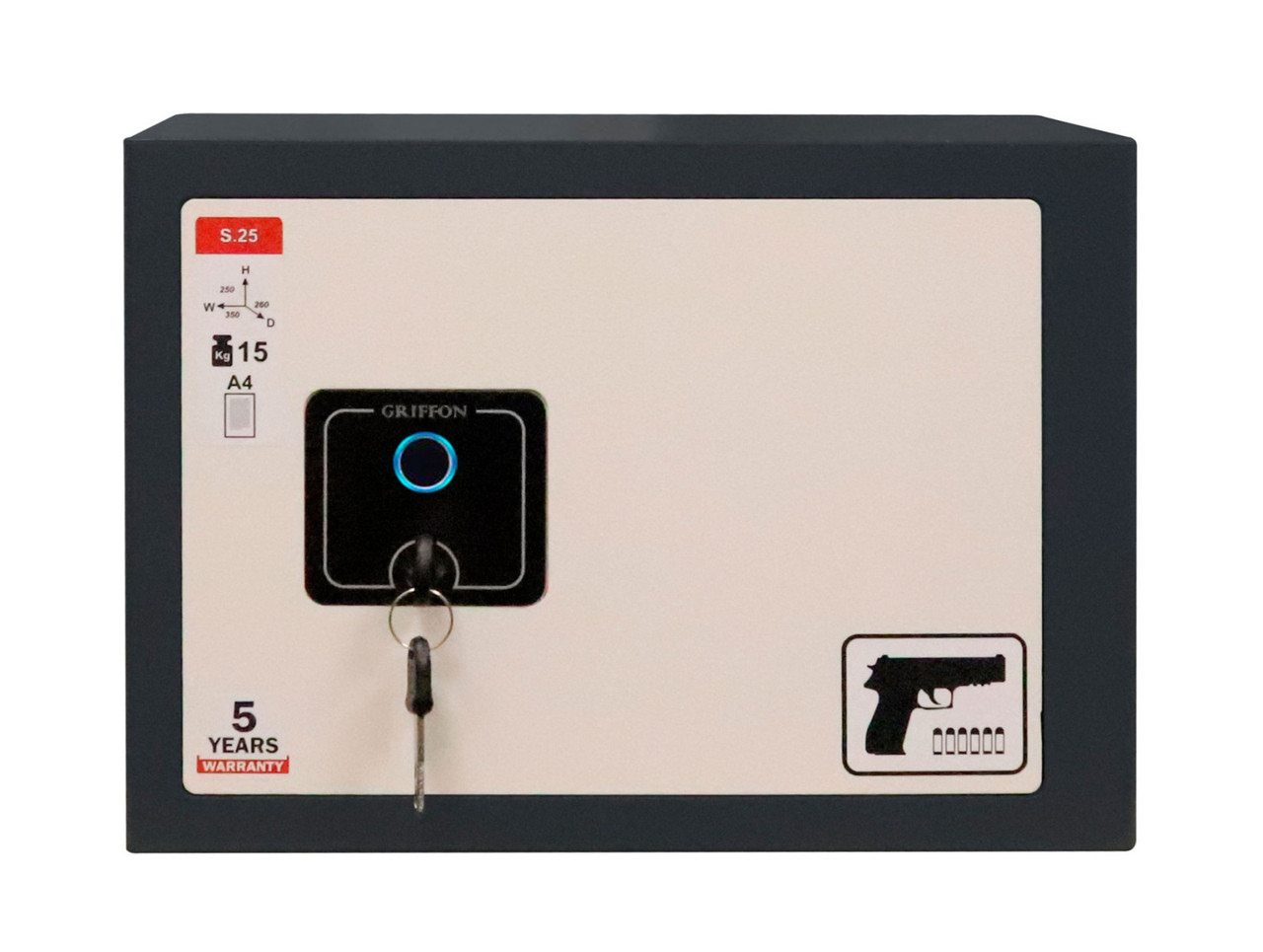 Сейф пістолетний GRIFFON S.25.FPP з біометричним замком сірий (Україна)